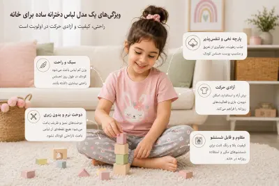 مدل لباس دخترانه ساده برای خانه؛ بهترین انتخاب برای راحتی، بازی و آرامش کودک