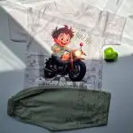 خرید ست لباس راحتی پسرانه طرح موتور Bikers از جنس نخ پنبه