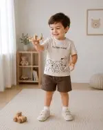 لباس راحتی پسرانه طرح بهترین دوستان؛ انتخابی مینیمال و دوست‌داشتنی برای روزهای کودکانه
