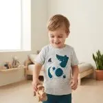 تی‌شرت کودک پسرانه طوسی طرح تمساح خندان؛ راحتی و جذابیت برای روزهای گرم